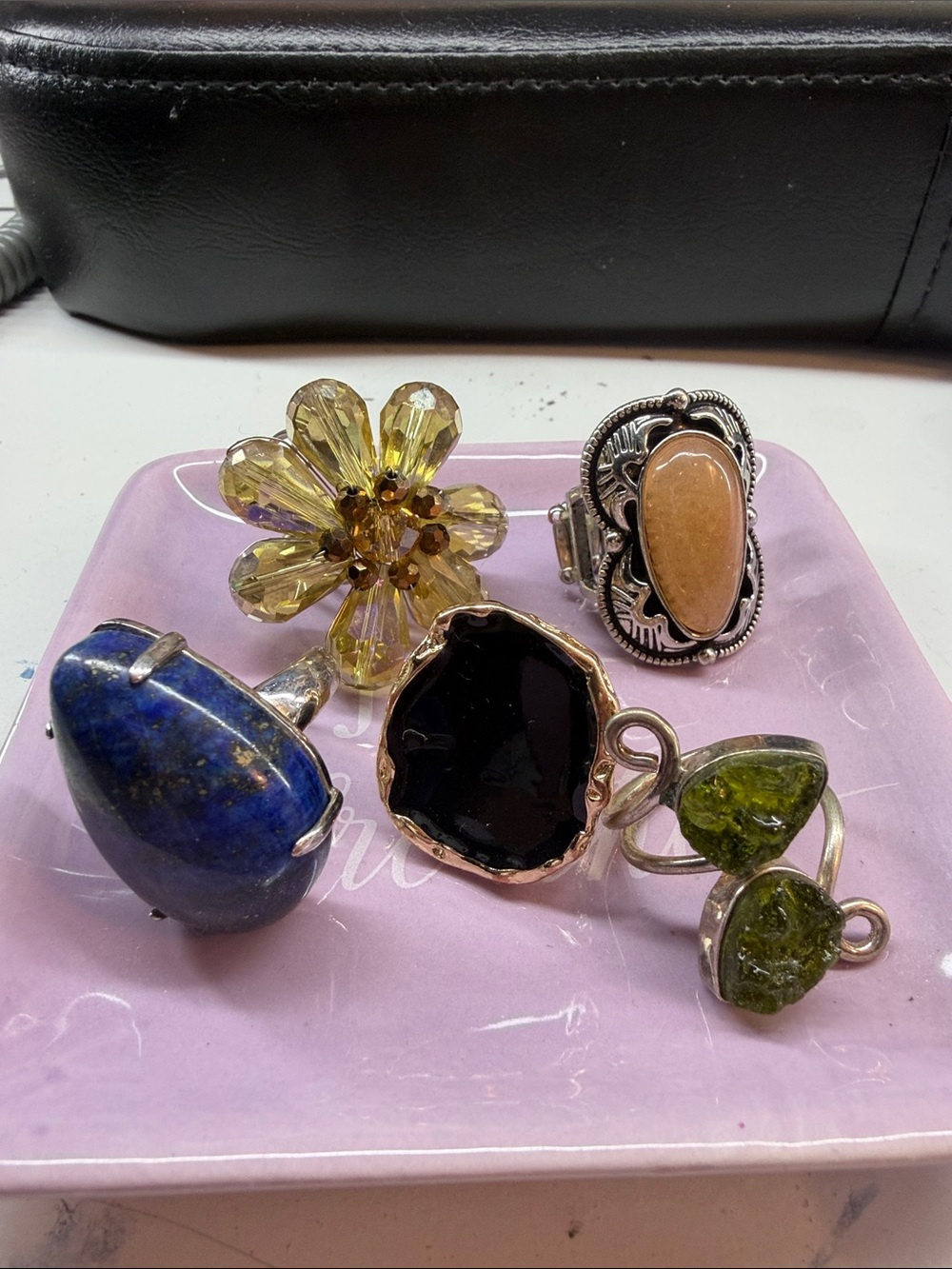 Statement ring lot all adjustable and size 8 on lapis ring. Not real silver